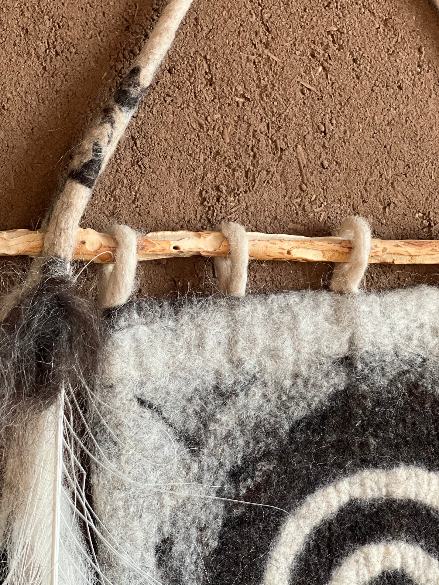 Sacred Spiral Felt Wall Hanging – Alpaca, Merino & Navajo Churro Fiber Art
