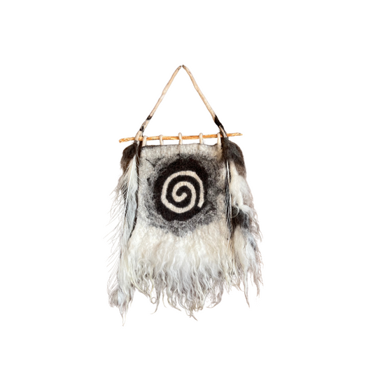 Sacred Spiral Felt Wall Hanging – Alpaca, Merino & Navajo Churro Fiber Art